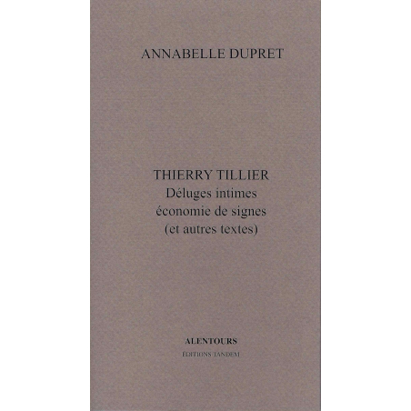 Thierry Tillier  Déluges intimes économie de signes (et autres textes)